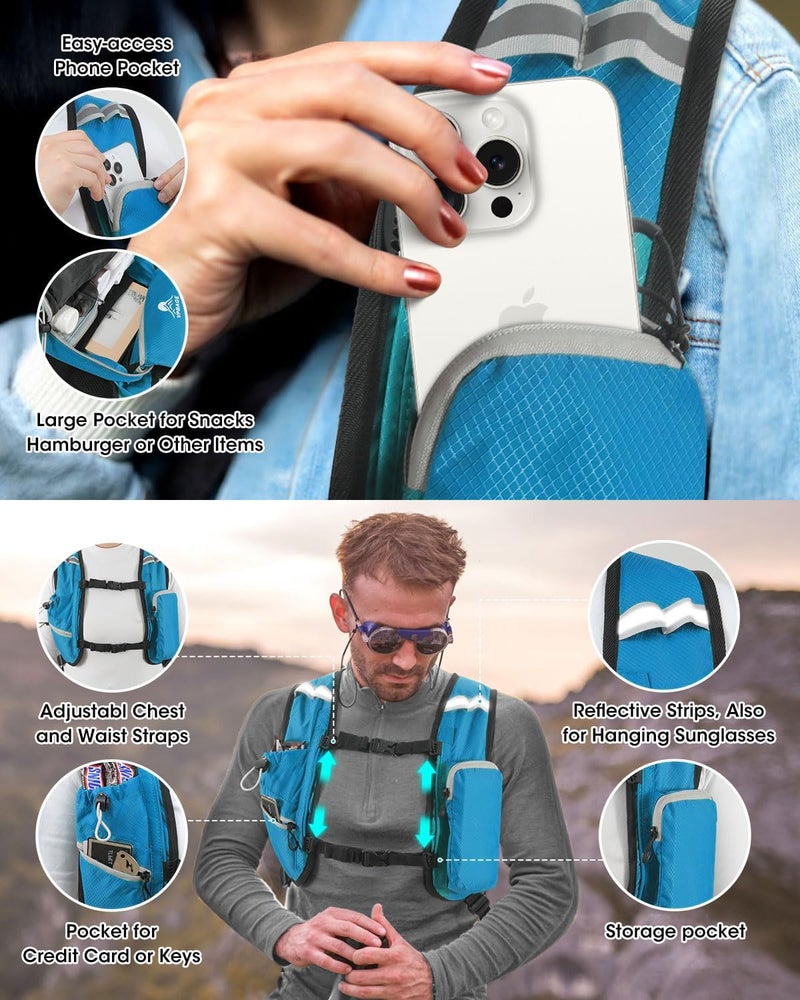 VPBAGE Store Foldable Small Hiking Backpack with 3 Strap Pockets – Lightweight 300D Spill-proof Daypack for Men Women – Packable Small Travel Backpack with Chest Strap & Trekking Pole Holder – Durable Outdoor Bag - Image 2